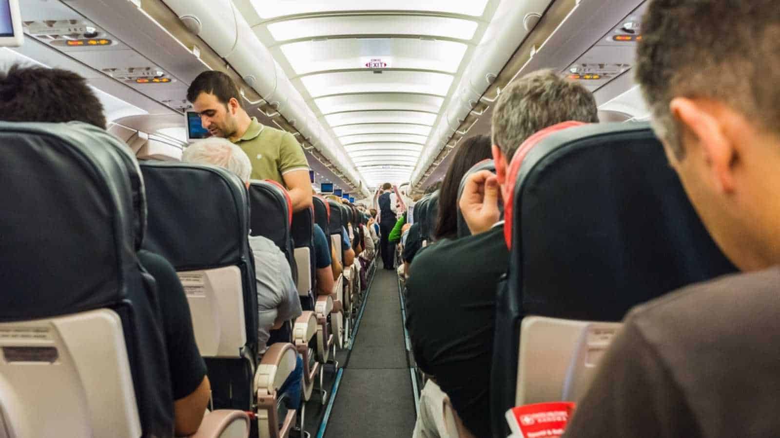 Aisle in airplane