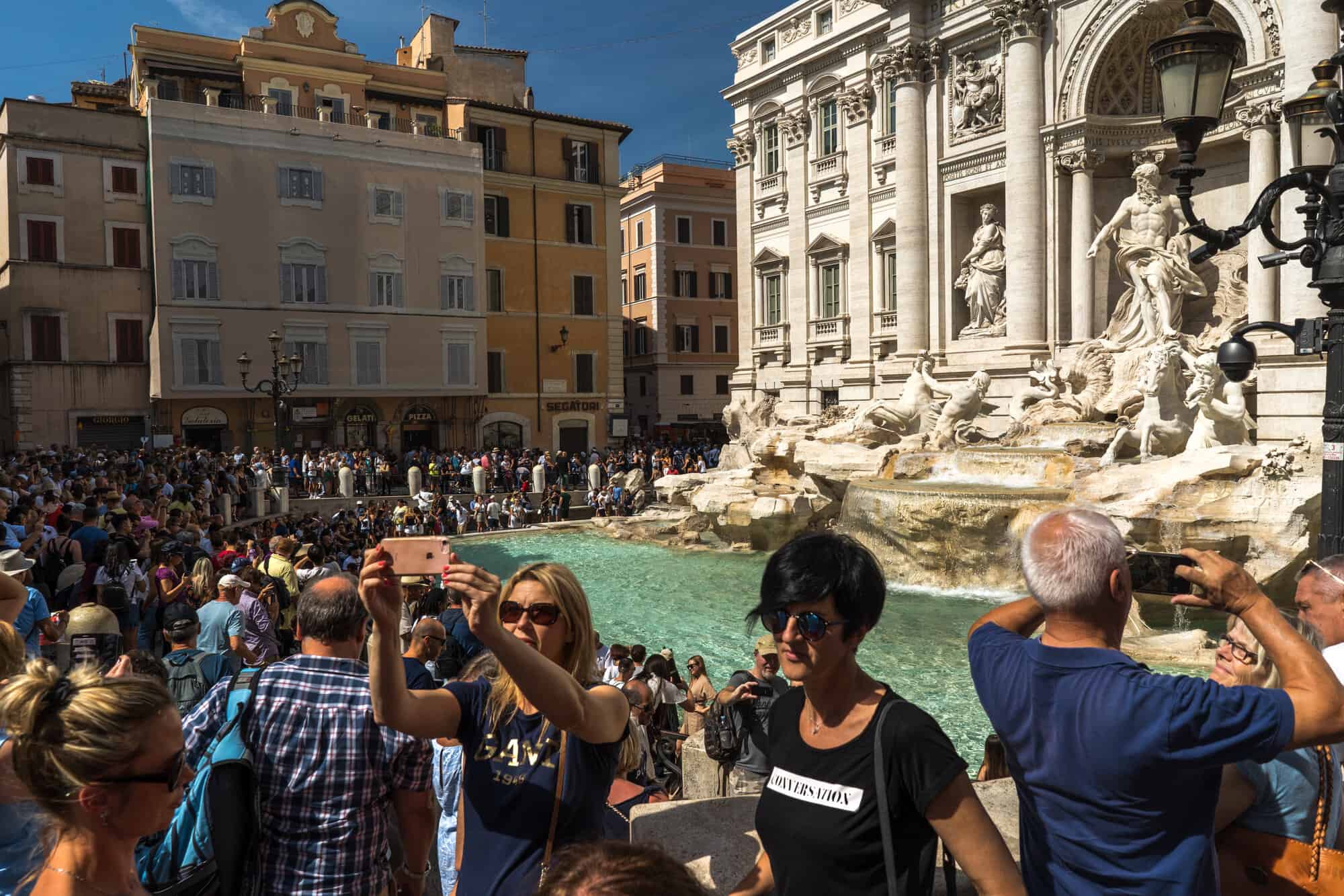 Rome, Italy - September 15 2019: Crowds of tourists near famous