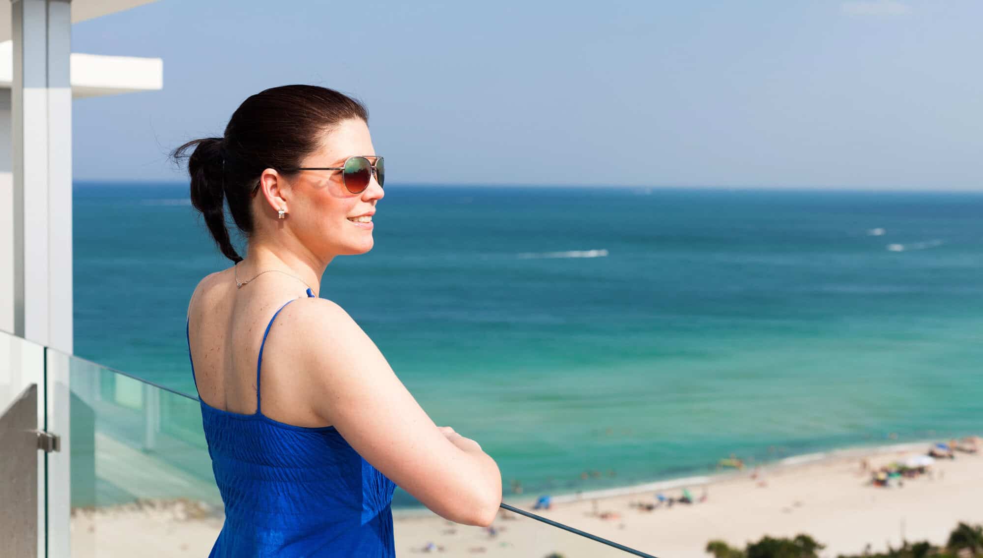 woman beach condo